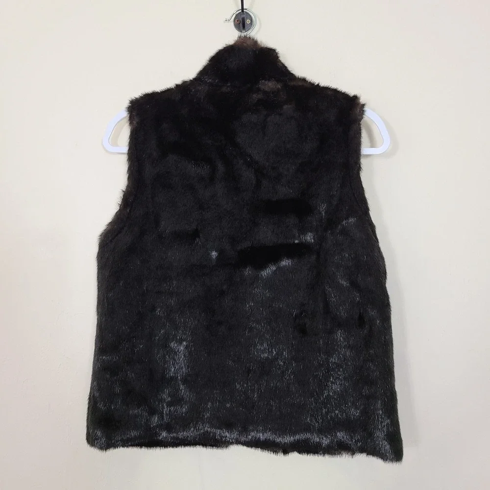 Dark Brown Faux Fur‎ Womens S Vest Mob Wife Luxury Winter Glam Elevated Casual
